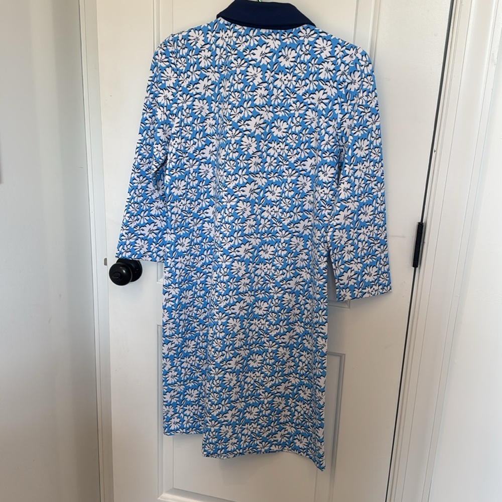 *NEW* LILLY PULITZER AINSLEE 3/4 SLEEVE POLO MINI DRESS BLUE FLORAL PRINT MEDIUM - Picture 7 of 7